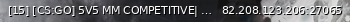 Маленький баннер сервера: [15] [CS:GO] 5V5 MM COMPETITIVE| D00X.RU | ANTICHEAT |NO PLUGINS