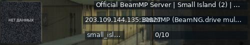 Большой баннер сервера: Official BeamMP Server | Small Island (2) | 1 Vehicle