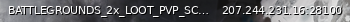 Маленький баннер сервера: BATTLEGROUNDS_2x_LOOT_PVP_SCHEDULED_RAIDS-ACTIVE_ADMIN-BLK_MRKT