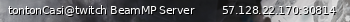Маленький баннер сервера: tontonCasi@twitch BeamMP Server