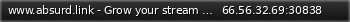 Маленький баннер сервера: www.absurd.link - Grow your stream - Johnson Valley - 24/7