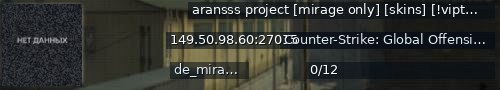 Большой баннер сервера: aransss project [mirage only] [skins] [!viptest]