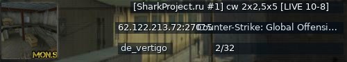 Большой баннер сервера: [SharkProject.ru #1] cw 2x2,5x5 [LIVE 10-8]