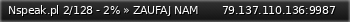 Маленький баннер сервера: Nspeak.pl 2/128 - 2% » ZAUFAJ NAM