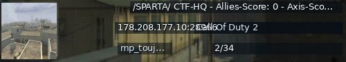 Большой баннер сервера: /SPARTA/ CTF-HQ - Allies-Score: 0 - Axis-Score: 0 - Time Left: -5738 min