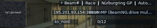Большой баннер сервера: ⚡ Beam# ❙ Race ❙ Nürburgring GP ❙ Automatic Races • Stats ❙ BeamSharp:Beam#