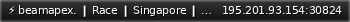 Маленький баннер сервера: ⚡ beamapex. ❙ Race ❙ Singapore ❙ Automatic Races • Stats ❙ BeamSharp:Beam#