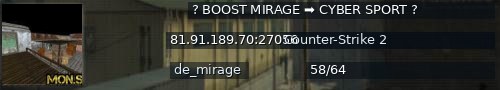 Большой баннер сервера: ? BOOST MIRAGE ➡️ CYBER SPORT ?