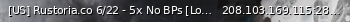Маленький баннер сервера: [US] Rustoria.co 6/22 - 5x No BPs [Loot+/Shop/Kits] JUST WIPED