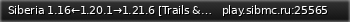 Маленький баннер сервера: Siberia 1.16←1.20.1→1.21.6 [Trails & Tails]--- ☢ Radiation | ⚔ Hardcore | ☠ Assaults ---