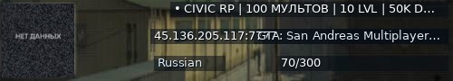 Большой баннер сервера: • CIVIC RP | 100 МУЛЬТОВ | 10 LVL | 50K DM •