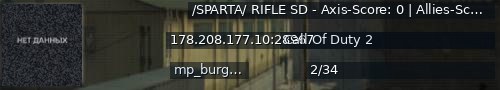 Большой баннер сервера: /SPARTA/ RIFLE SD - Axis-Score: 0 | Allies-Score: 0 | Rounds-Played: 0/20 |