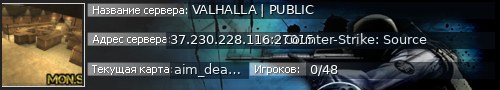 Большой баннер сервера: VALHALLA | PUBLIC