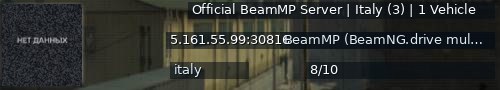 Большой баннер сервера: Official BeamMP Server | Italy (3) | 1 Vehicle