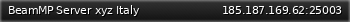 Маленький баннер сервера: BeamMP Server xyz Italy