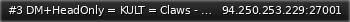 Маленький баннер сервера: #3 DM+HeadOnly = KULT = Claws - FREE VIP -