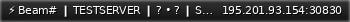 Маленький баннер сервера: ⚡ Beam# ❙ TESTSERVER ❙ ? • ? ❙ Spa ❙ Powered by Rigged. ❙ BeamSharp:Beam#